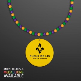 Breakaway Beads for Mardi Gras with Yellow Medallion (NON-Light Up) - Domestic Print Custom Imprinted