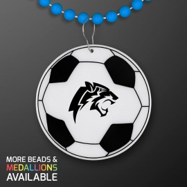 Soccer Ball Medallion with Blue Beaded Necklace (Non Light Up) - Domestic Print Custom Imprinted