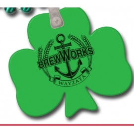 Round Mardi Gras Beads w/3 Leaf Clover Custom Printed