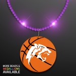 Logo Branded Still-Light Purple Beads with Basketball Medallion - Domestic Print