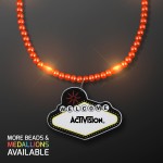 Orange LED Bead Necklace with Las Vegas Medallion Custom Imprinted