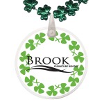 Custom Printed Clover Shaped Mardi Gras Beads with Decal on Disk