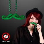 Custom Imprinted Beaded Green Mustache Necklaces - Domestic Print