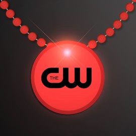 Logo Branded Red LED Circle Badge with Beads - Domestic Imprint