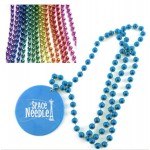 Custom Imprinted Metallic Plastic Beads Necklace With Medallion