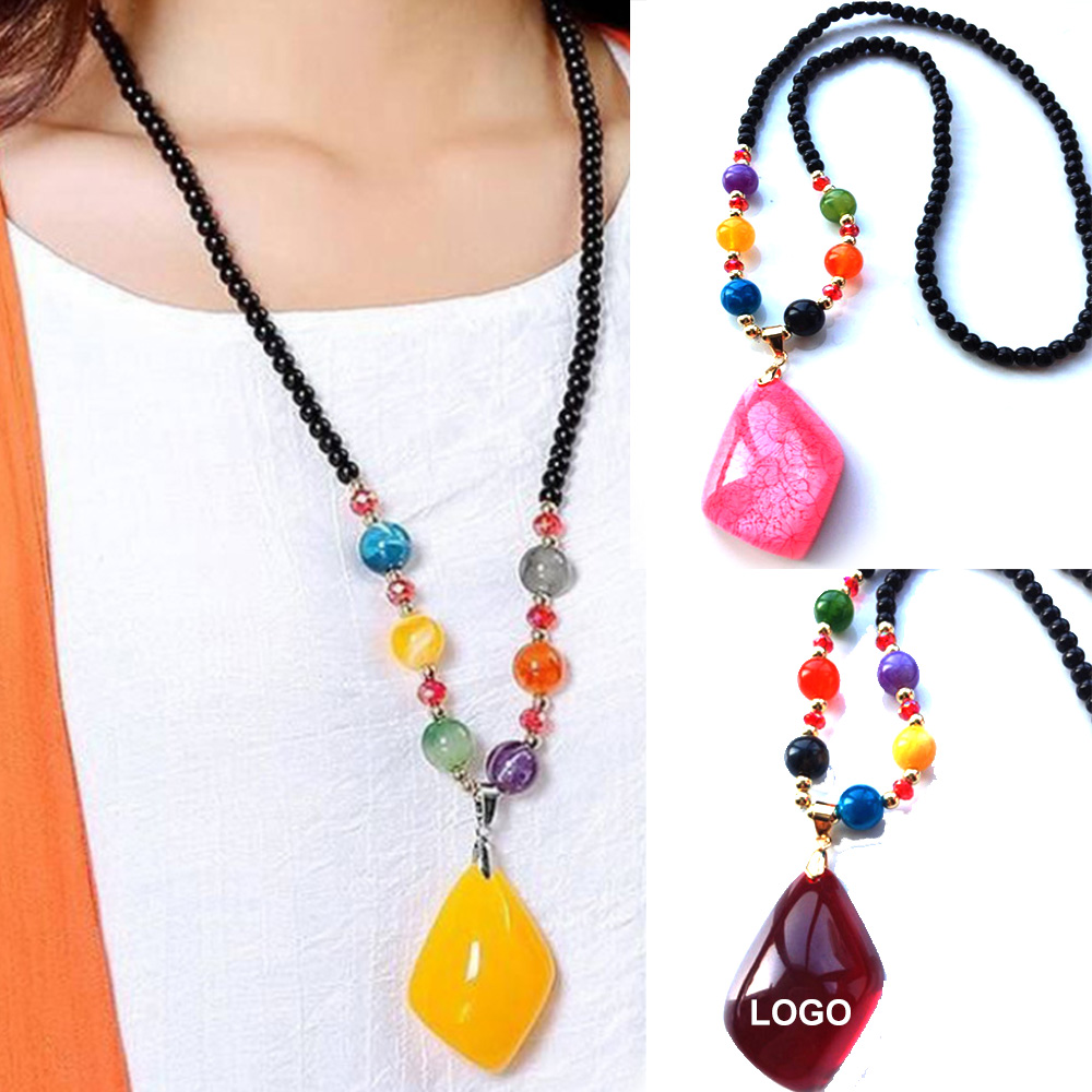 Logo Branded Gemstone Pendant Necklace Logo Branded Gemstone Pendant Necklace