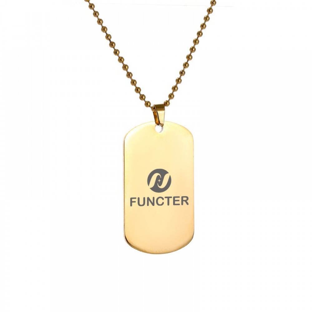 Custom Imprinted Polished Stainless Steel Pendant Bead Necklace Custom Imprinted Polished Stainless Steel Pendant Bead Necklace
