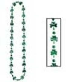 Custom Printed Shamrock Beads w/A Round Green Medallion & A Custom Direct Pad Print