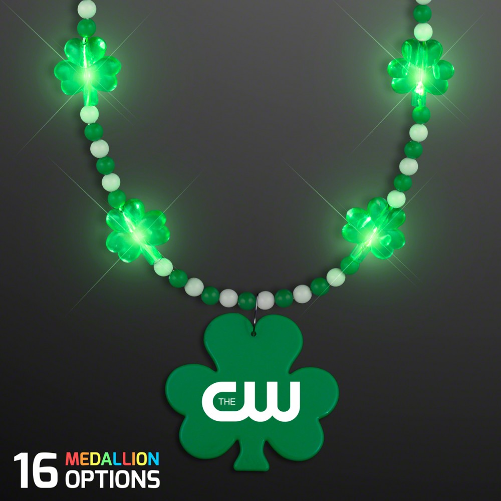 Pretty Light Up Shamrock Bead Necklace - Overseas Print Custom Printed Pretty Light Up Shamrock Bead Necklace - Overseas Print Custom Printed