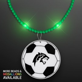 Still-Light Green Beads with Soccer Ball Medallion - Domestic Print Custom Imprinted