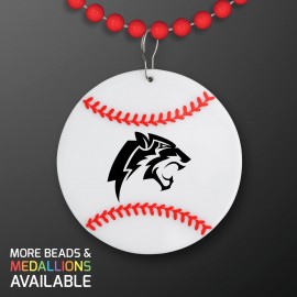 Baseball Medallion with Red Beaded Necklace (Non Light Up) - Domestic Print Logo Branded