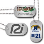 Logo Branded 1.125" x 2" Brushed Silver Aluminum, Full Color Dog Tag