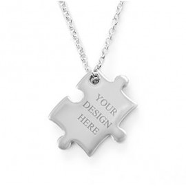 Logo Branded .53" x .65" - Stainless Steel Puzzle Necklaces  Logo Branded .53" x .65" - Stainless Steel Puzzle Necklaces