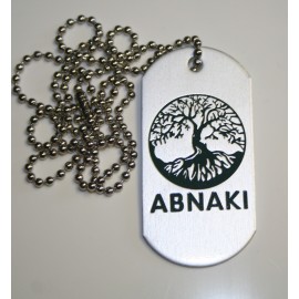 Military Style Dog Tag Necklace with a Die Struck, Color Filled imprint and 24" beaded ball chain. Custom Imprinted
