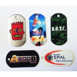 Logo Branded Military Style Dog Tag Necklace with a Full color, sublimated imprint and 24" beaded ball chain.  Logo Branded Military Style Dog Tag Necklace with a Full color, sublimated imprint and 24" beaded ball chain.