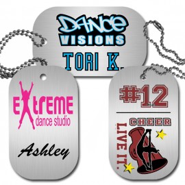 Custom Printed 1.375" x 2.25" Brushed Silver Aluminum, Full Color Dog Tag