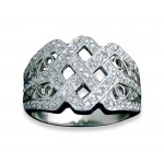 Ladies' Designer Pattern Ring W/ Pave Cz Logo Branded