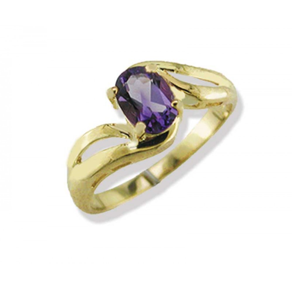 Ladies Genuine Amethyst 10K Gold Ring Logo Branded Ladies Genuine Amethyst 10K Gold Ring Logo Branded