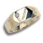 Men's Diagonal Insert Crystal Ring Custom Imprinted