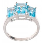 Sterling Silver & Blue Topaz Ring Logo Branded