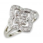 Ladies' 14k White Gold Ring W/ Diamonds Custom Imprinted