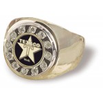 Men's Custom Star Logo Crystal Border Ring Custom Engraved