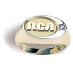 Men's Custom Crystal Initial Ring Logo Branded