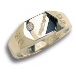 Logo Branded Ladies' Diagonal Insert Crystal Ring