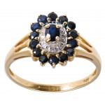 Logo Branded Sapphire & Diamond Ladies' Ring