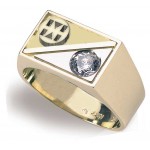 Custom Imprinted Men's Custom Rectangular Diamond Gold Ring