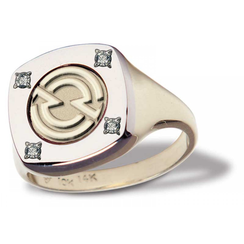 Custom Imprinted Ladies' Custom 4 Diamond Circular Insert Ring Custom Imprinted Ladies' Custom 4 Diamond Circular Insert Ring