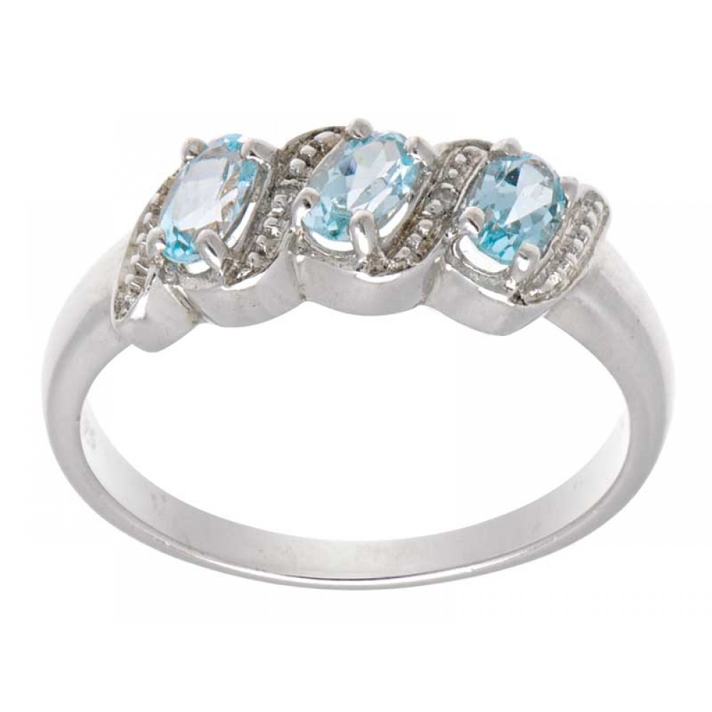 Logo Branded Blue Topaz & Diamond Ring Logo Branded Blue Topaz & Diamond Ring