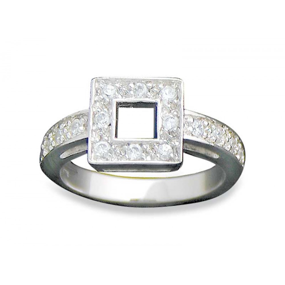 Logo Branded Ladies' Square Pave Cubic Zirconia Ring Logo Branded Ladies' Square Pave Cubic Zirconia Ring