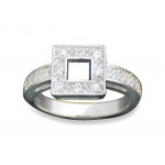 Logo Branded Ladies' Square Pave Cubic Zirconia Ring