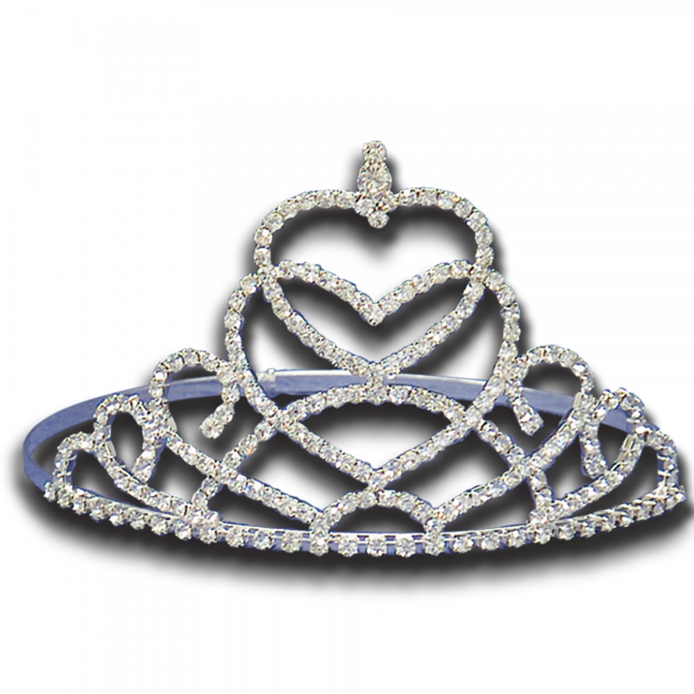 Swirl Heart Tiara w/ Solitaire Top (4" High) Custom Engraved Swirl Heart Tiara w/ Solitaire Top (4" High) Custom Engraved