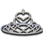 Swirl Heart Tiara w/ Solitaire Top (4" High) Custom Engraved