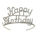 Custom Engraved Glittered Metal Happy Birthday Tiara