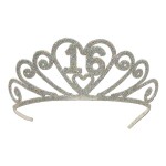 Glittered Metal "16" Tiara Logo Branded