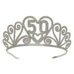Logo Branded Glittered Metal "50" Tiara
