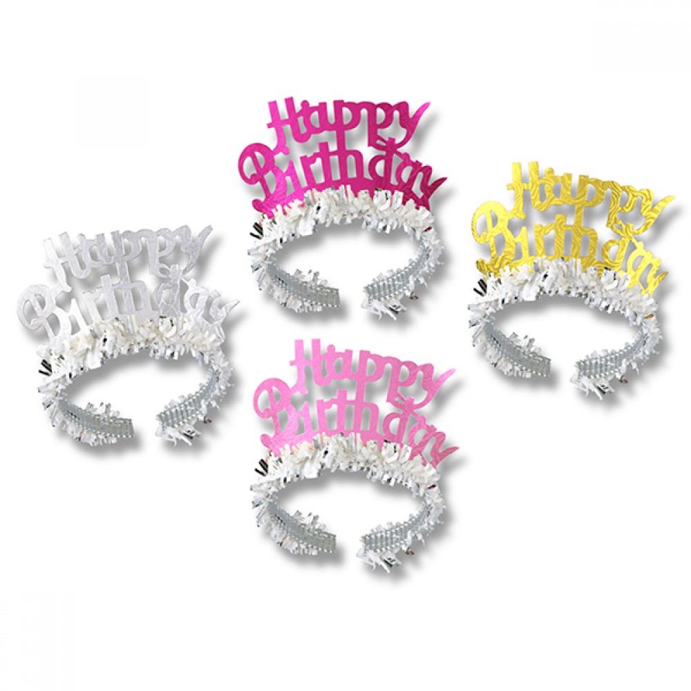 Custom Engraved Birthday Tiaras w/ Fringe Custom Engraved Birthday Tiaras w/ Fringe