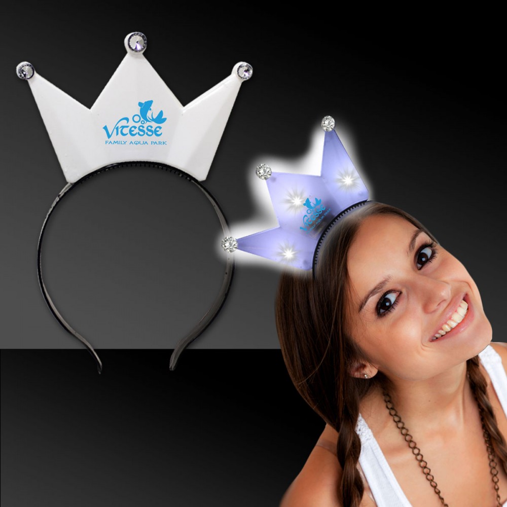 Custom Engraved White LED Crown Headband Custom Engraved White LED Crown Headband