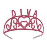 Logo Branded Glittered Metal Diva Tiara