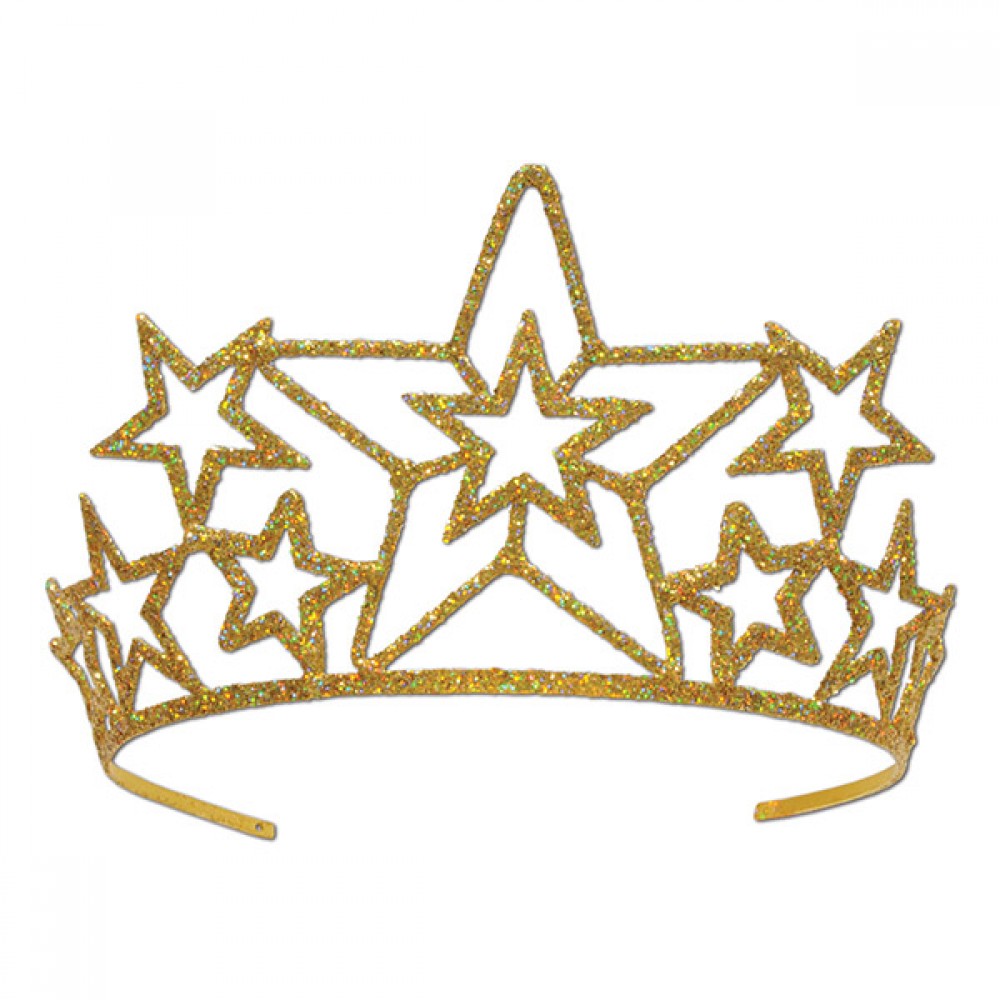 Glittered Metal Star Tiara Custom Imprinted Glittered Metal Star Tiara Custom Imprinted