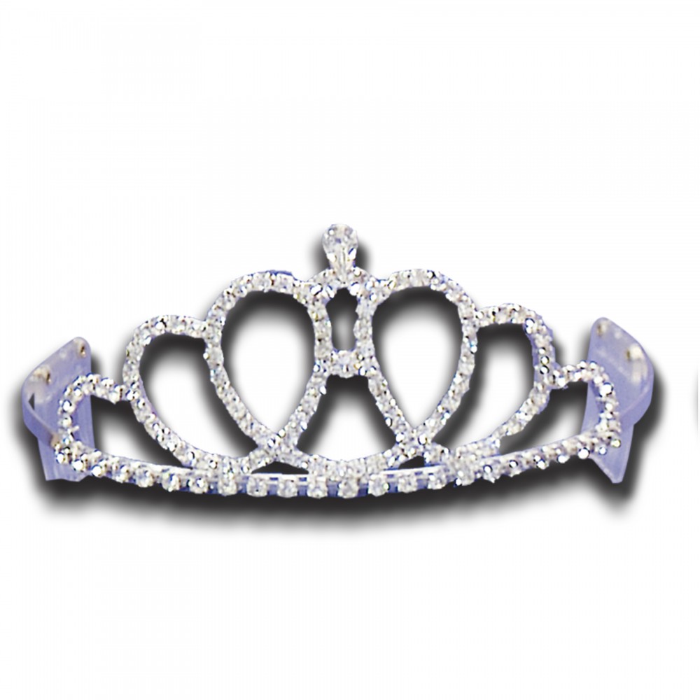 Custom Engraved Swirl Heart Tiara w/ Solitaire Top (2 1/2" High) Custom Engraved Swirl Heart Tiara w/ Solitaire Top (2 1/2" High)