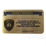 Promotional 3.5" x 2" Solid Brass Business/Membership card w/ a Screen printed imprint. Made in the USA.