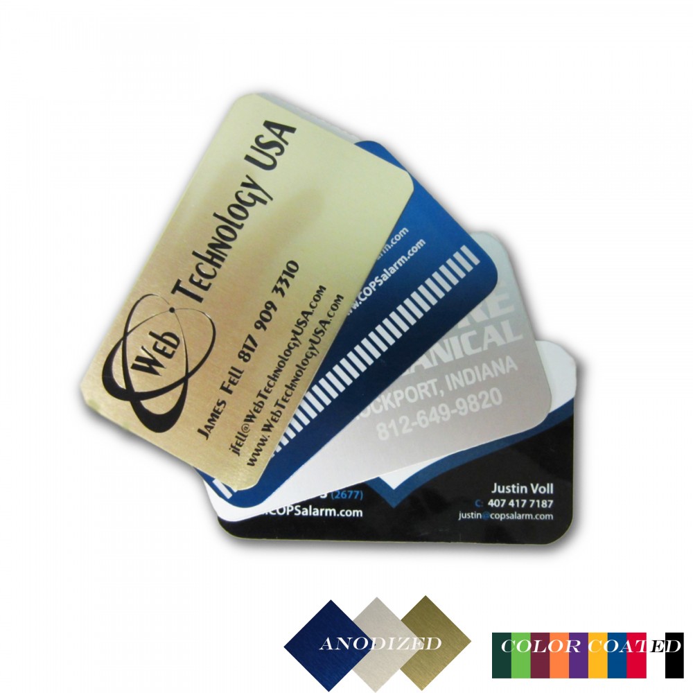 3.5" x 2" Aluminum Business / Membership card with a screen printed imprint. Made in the USA. Custom Printed