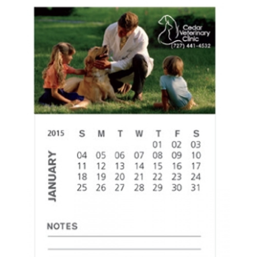 BIC 30 Mil Business Card Magnet w/12 Sheet Calendar & Note Lines Custom Printed