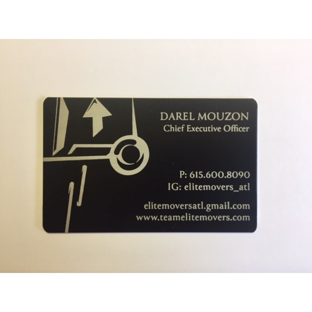 3 3/8" x 2 1/8" Aluminum credit card sized card with a laser engraved imprint. Made in the USA. Logo Branded