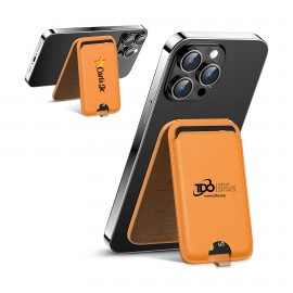 RFID Credit card holder , Leather MagSafe Wallet Card Holder with Adjustable Stand Logo Branded  RFID Credit card holder , Leather MagSafe Wallet Card Holder with Adjustable Stand Logo Branded