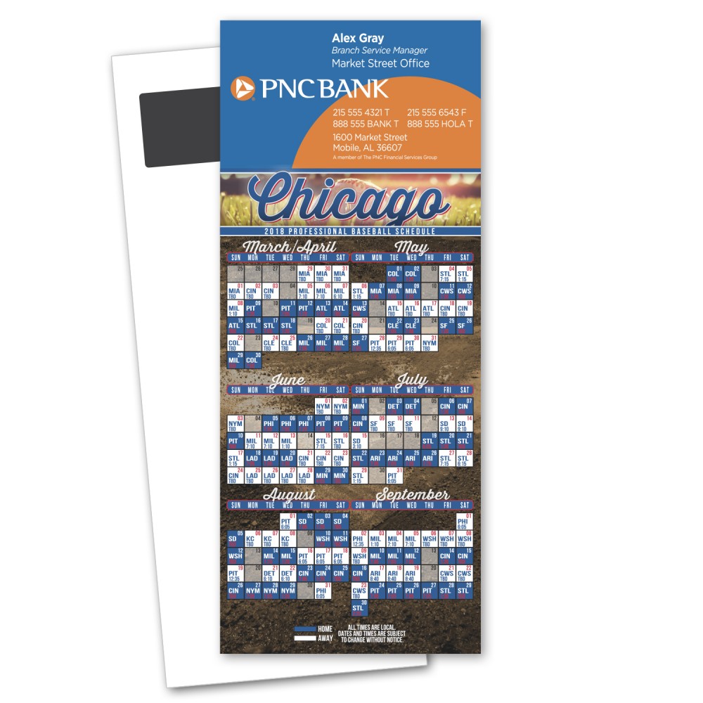 Baseball Schedule Magnetic Stick Up Card Custom Printed